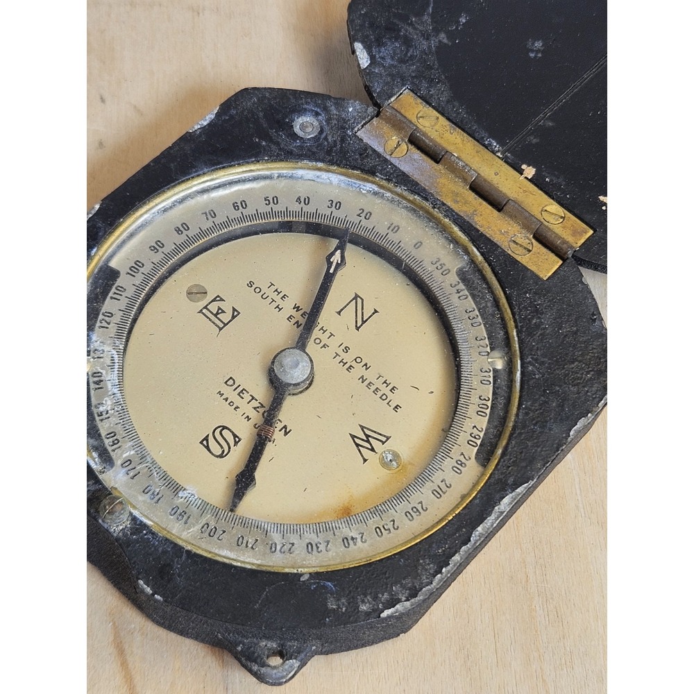 Vintage Dietzgen Pocket Compass Made in USA Metal Case Surveyor Navigation